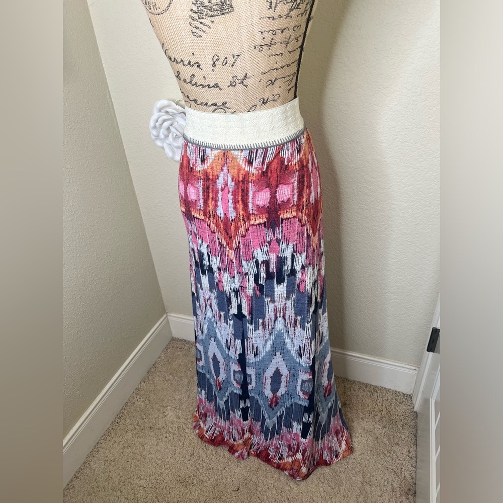Anthropologie Vanessa Virginia Ikat Textured Pleated Maxi Skirt L - Picture 13 of 16